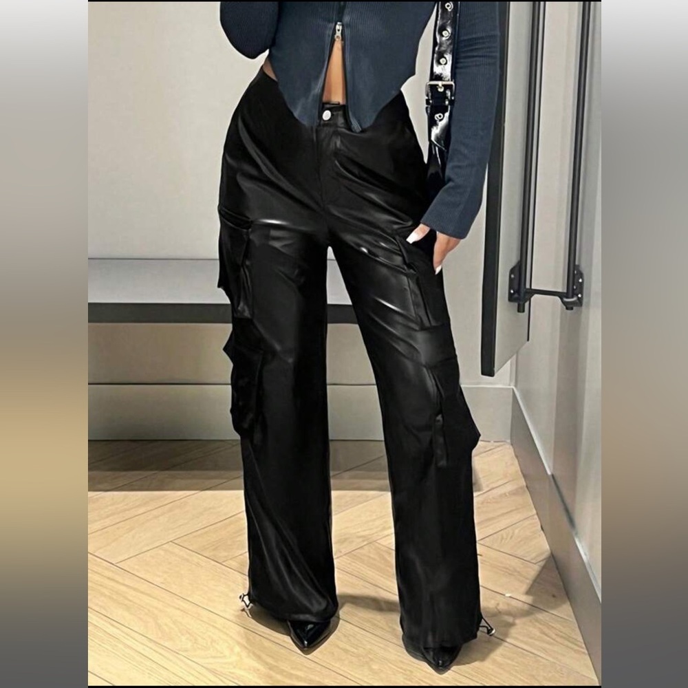 Pleather cargo pants